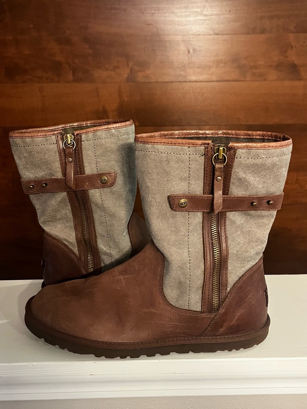 UGG Australia Rosalie Mid-Calf Boots in Chestnut Brown/Sage size 10